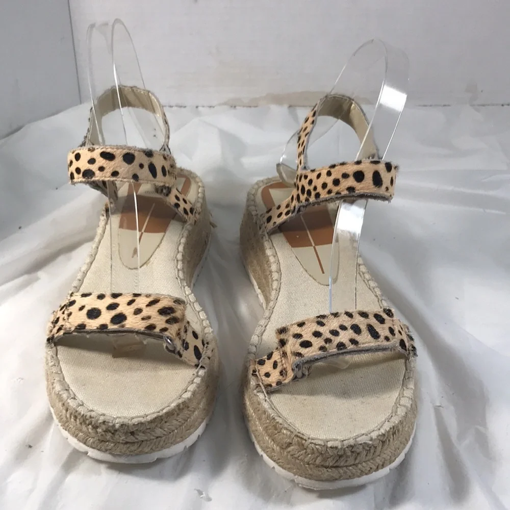 Dolce Vita Myra Women’s Leopard Print Fur Espadrille Adjustable Platform Sandals